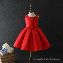 latest children dress designs elegant red satin baby girls party dresses